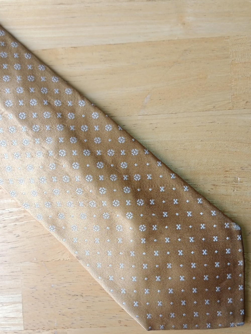 Brioni Classic Gold Men's Silk Tie with Subtle White Dot Pattern